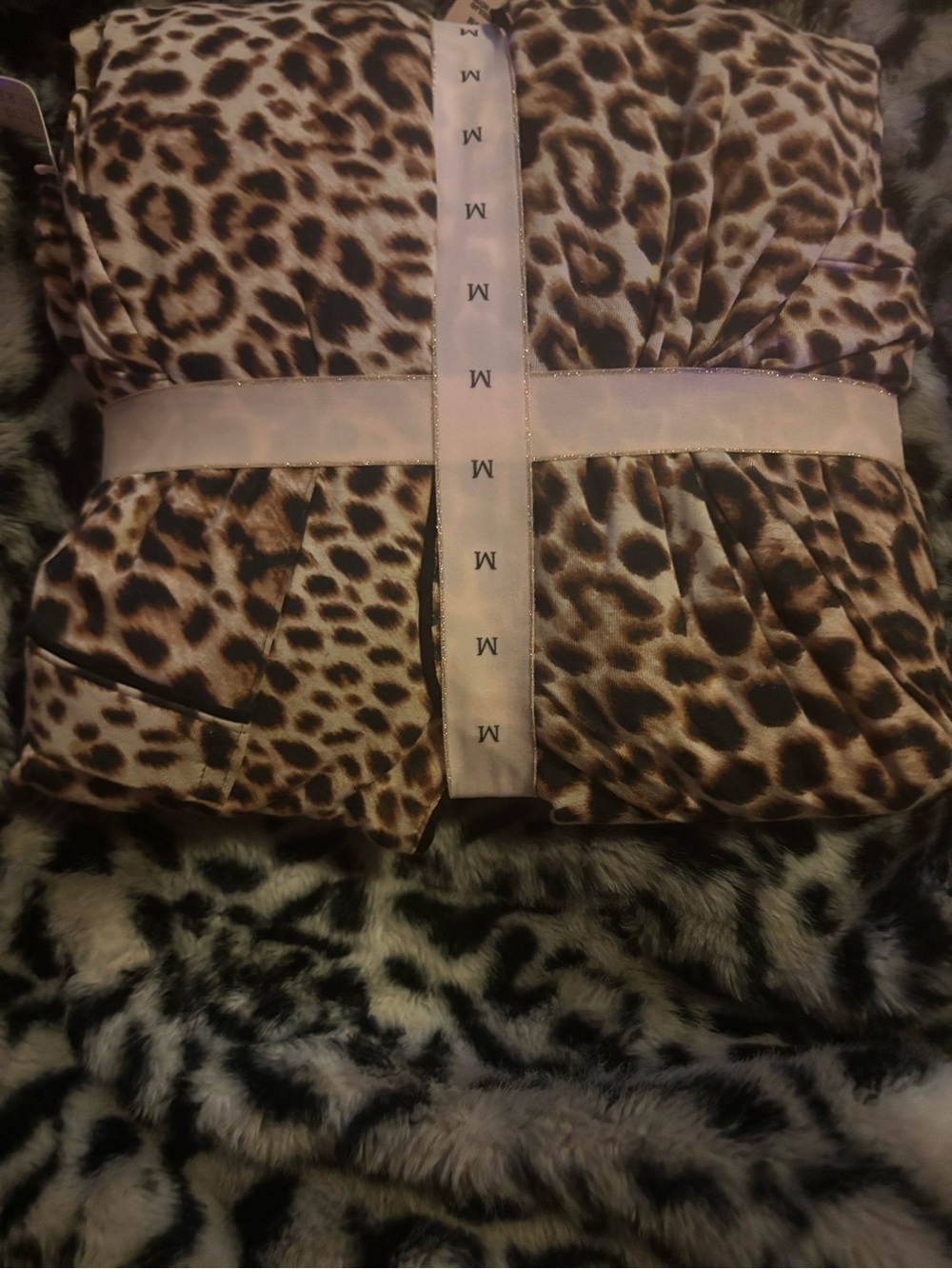 Victoria's Secret Leopard Print Satin Pajama Set - Brown & Black